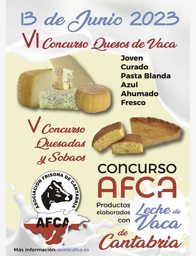 Cartel concurso quesos AFCA Frisona Cantabria 2023